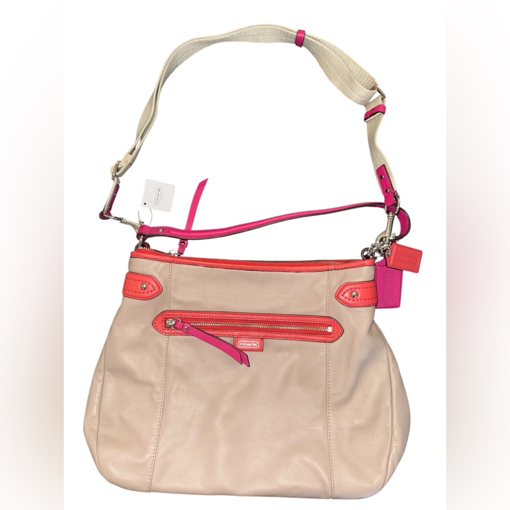 New w/ Tags NWT Coach Multi Sand Pink Orange Daisy Spectator Hobo Shoulder Bag